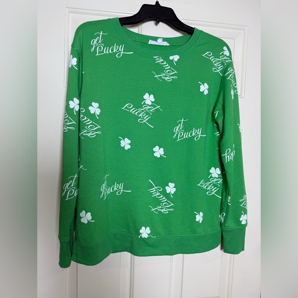 Jane and Delancey Tops - Jane & Delancey St. Patrick's Day themed crewneck sweatshirt green get lucky top